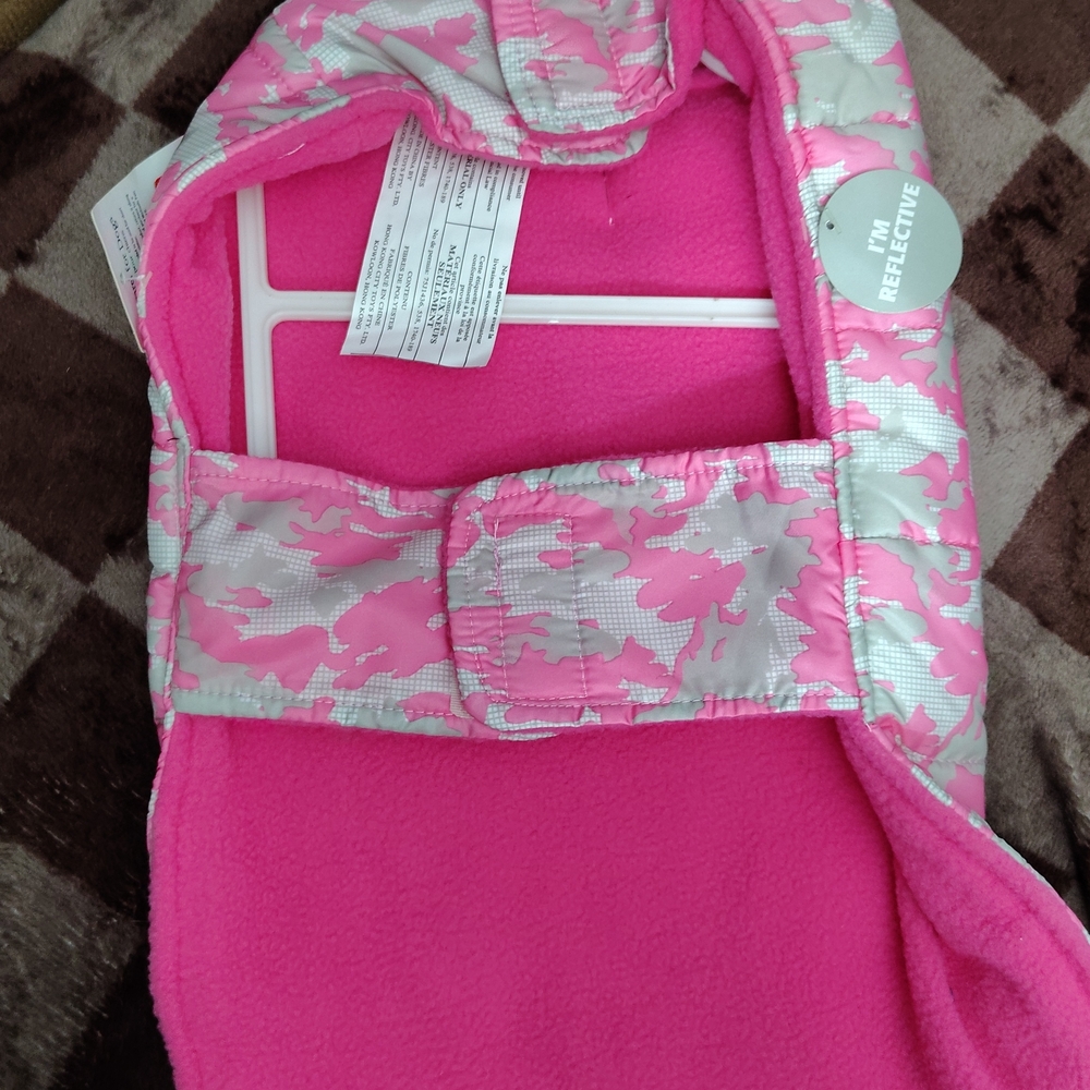 Reflective Pink and Gray Dog Jacket Size M